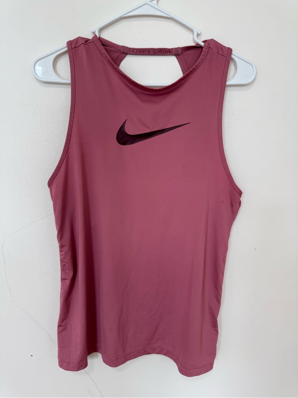 Nike Women's Dusky Rose Athletic Tank with Black Swoosh